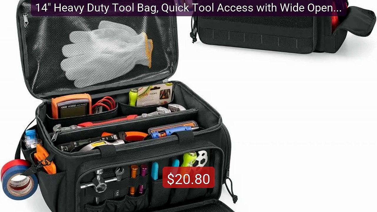 14" Heavy Duty Tool Bag, Quick Tool Access with Wide Opening Z... -- Best Buy 2026 | Great Quality!