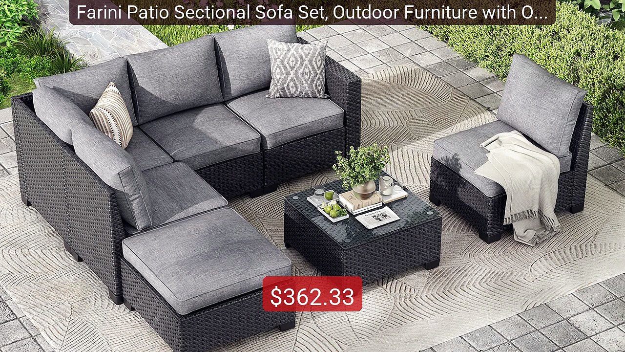 Farini Patio Sectional Sofa Set, Outdoor Furniture with Ottoma... -- Hot Deal 2026 | Limited Offer!