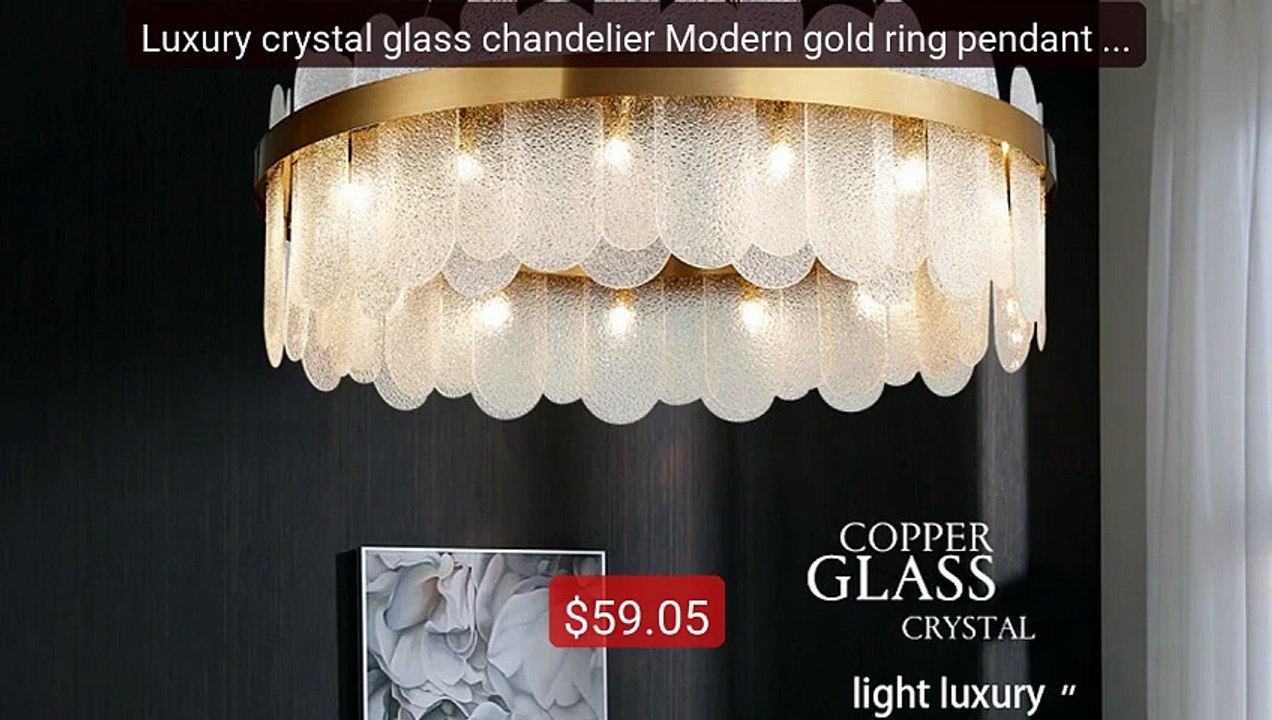 Luxury crystal glass chandelier Modern gold ring pendant lamps... -- Best Buy 2026 | Great Quality!