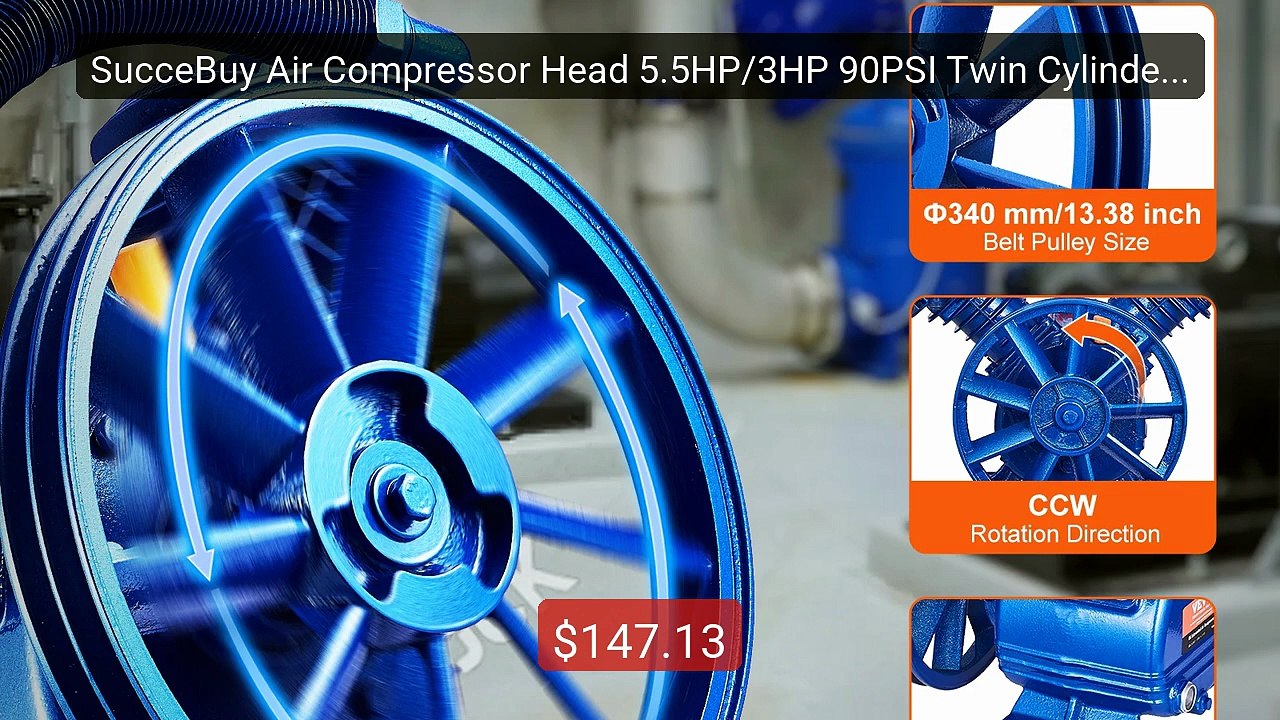 SucceBuy Air Compressor Head 5.5HP/3HP 90PSI Twin Cylinder Oil Lub... -- Best Deal 2026 | Shop Now!