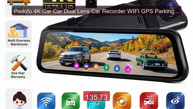 Podofo 4K Car Car Dual Lens Car Recorder WIFI GPS Parking Moni... Hot Deal 2026 | Limited Offer!