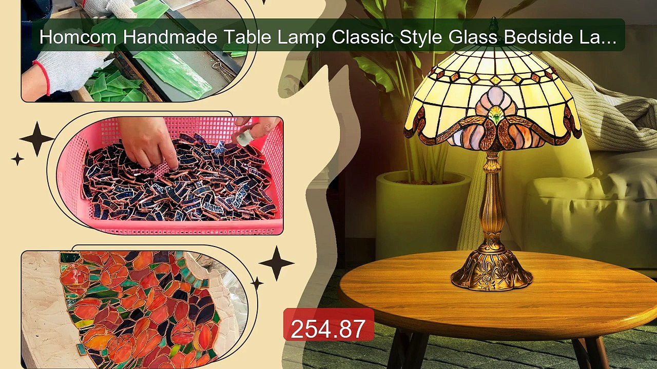 Homcom Handmade Table Lamp Classic Style Glass Bedside Lamp... -- Top Pick 2026 | Unbeatable Price!