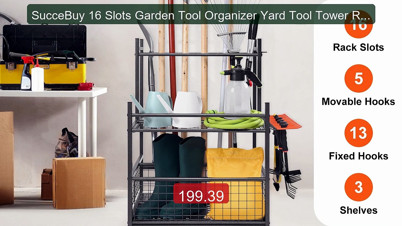 SucceBuy 16 Slots Garden Tool Organizer Yard Tool Tower Rack with ... -- Best Deal 2026 | Shop Now!