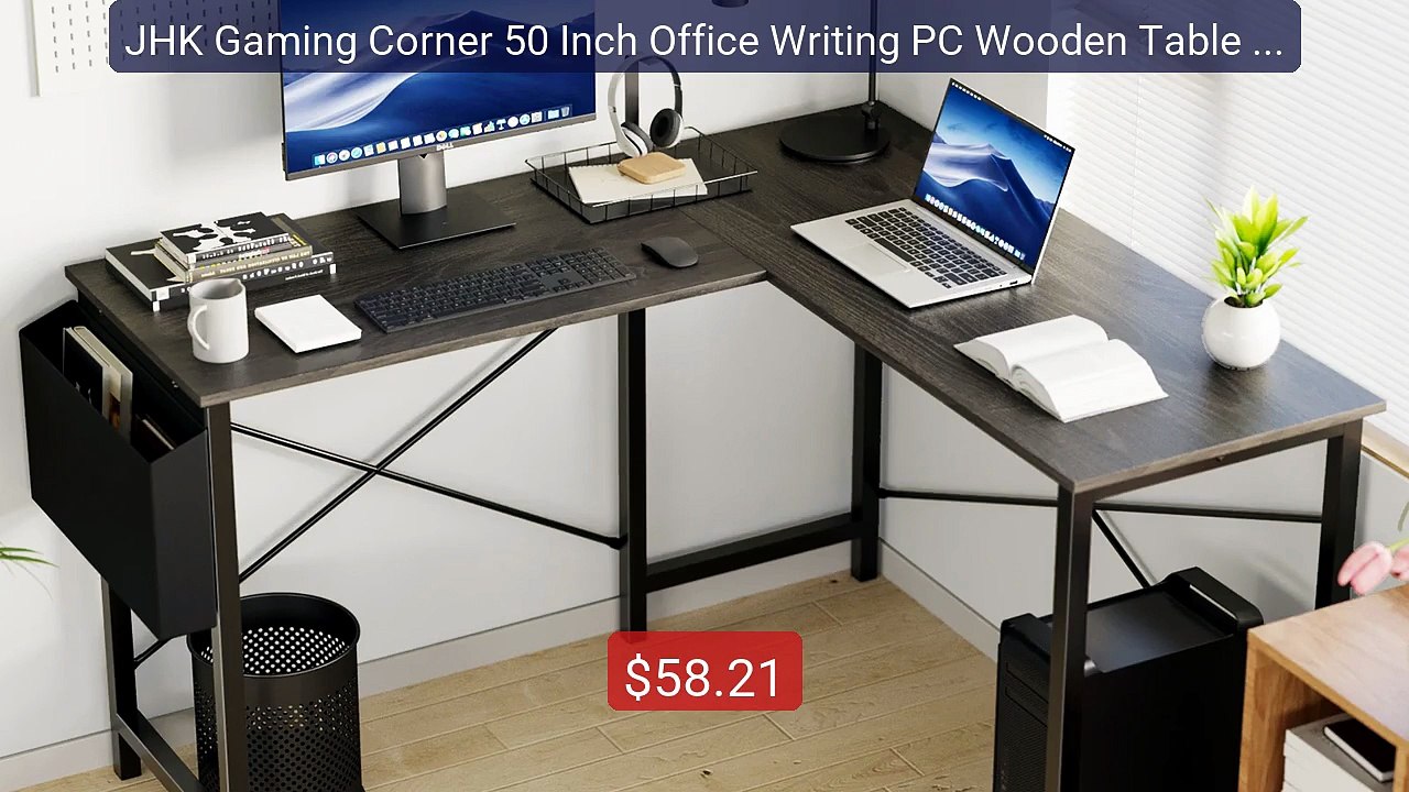 JHK Gaming Corner 50 Inch Office Writing PC Wooden Table with ... -- Best Buy 2026 | Great Quality!