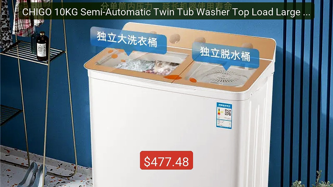 CHIGO 10KG Semi-Automatic Twin Tub Washer Top Load Large Capac... -- Hot Deal 2026 | Limited Offer!