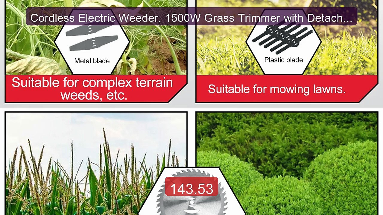 Cordless Electric Weeder, 1500W Grass Trimmer with Detachable Tria... -- Best Deal 2026 | Shop Now!