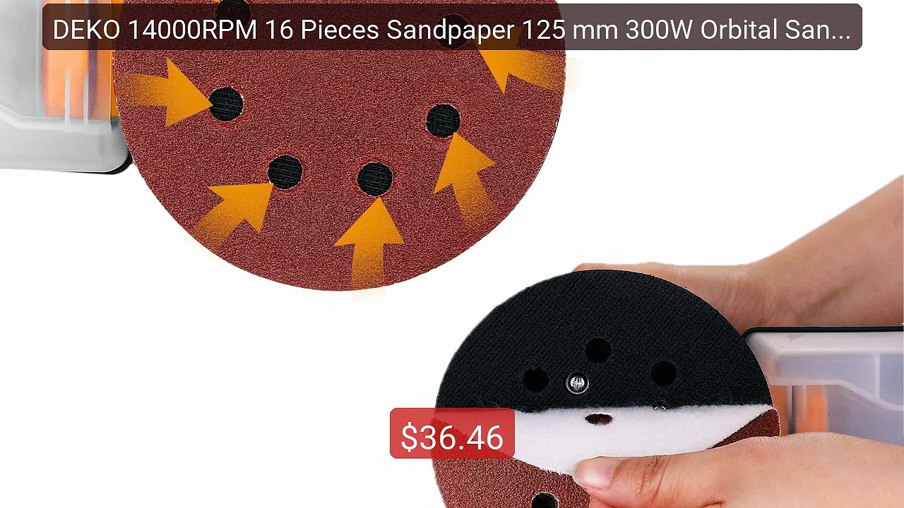 DEKO 14000RPM 16 Pieces Sandpaper 125 mm 300W Orbital Sande... -- Top Pick 2026 | Unbeatable Price!