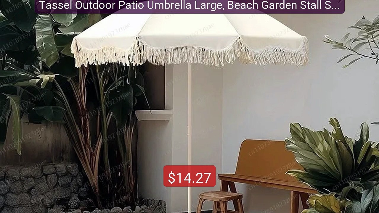 Tassel Outdoor Patio Umbrella Large, Beach Garden Stall Sun & Rain ... -- Top Rated 2026 | Buy Now!