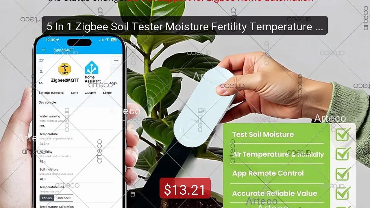 5 In 1 Zigbee Soil Tester Moisture Fertility Temperature Humid... -- Best Buy 2026 | Great Quality!