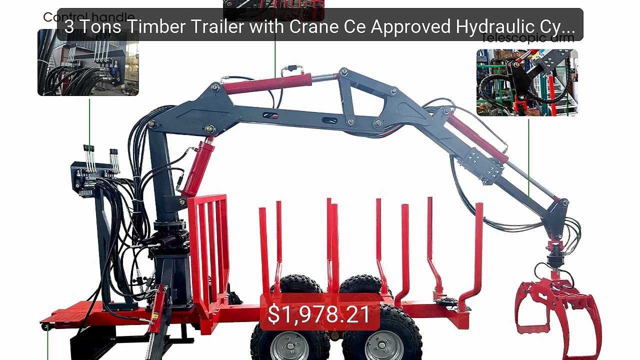 3 Tons Timber Trailer with Crane Ce Approved Hydraulic Cylinde... -- Best Buy 2026 | Great Quality!