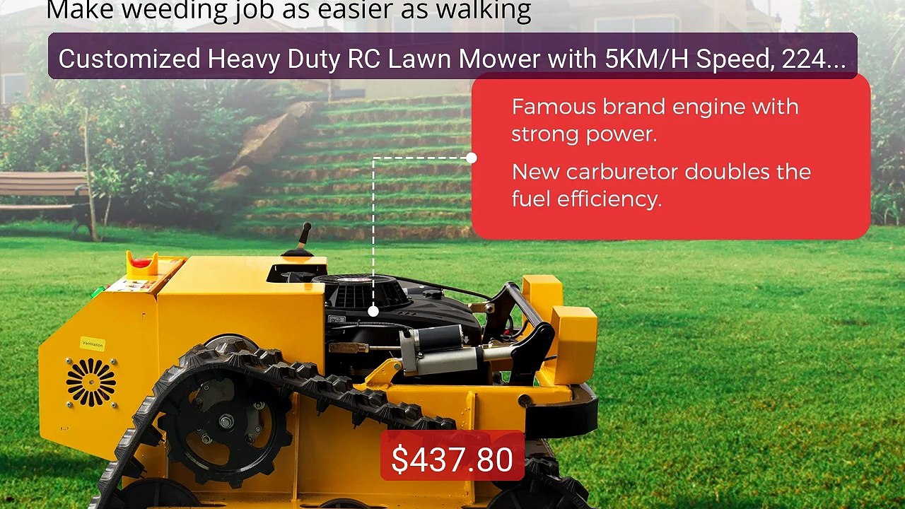 Customized Heavy Duty RC Lawn Mower with 5KM/H Speed, 224cc En... -- Best Buy 2026 | Great Quality!