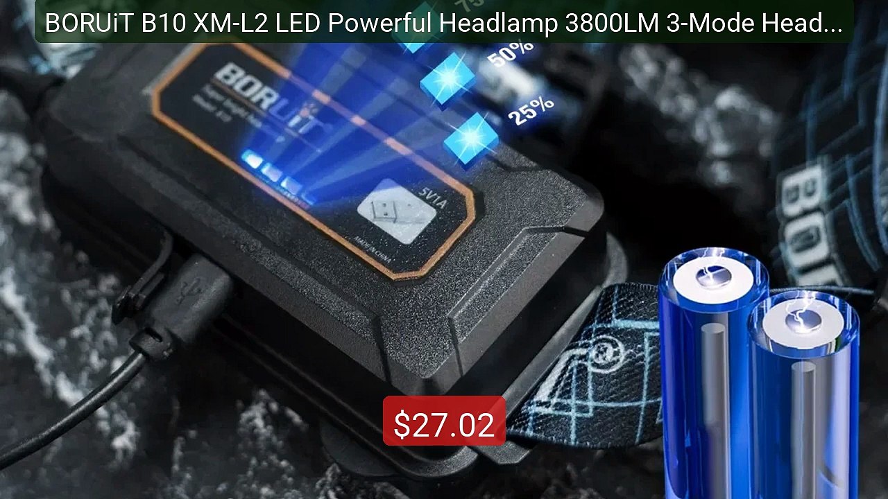 BORUiT B10 XM-L2 LED Powerful Headlamp 3800LM 3-Mode Headli... -- Top Pick 2026 | Unbeatable Price!