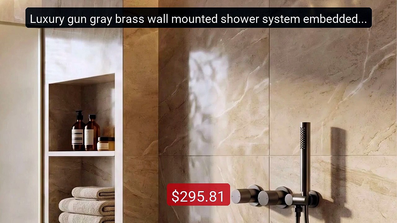 Luxury gun gray brass wall mounted shower system embedded desi... -- Best Buy 2026 | Great Quality!