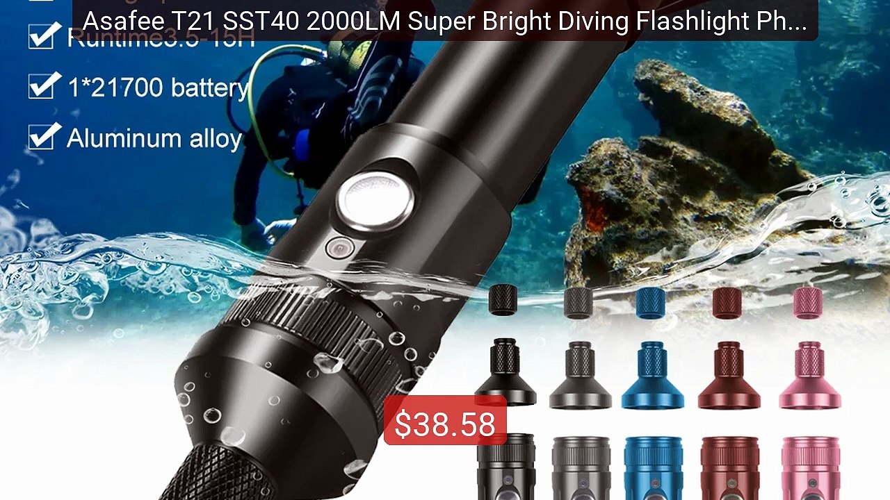 Asafee T21 SST40 2000LM Super Bright Diving Flashlight Photog... -- Amazing Value 2026 | Must Have!