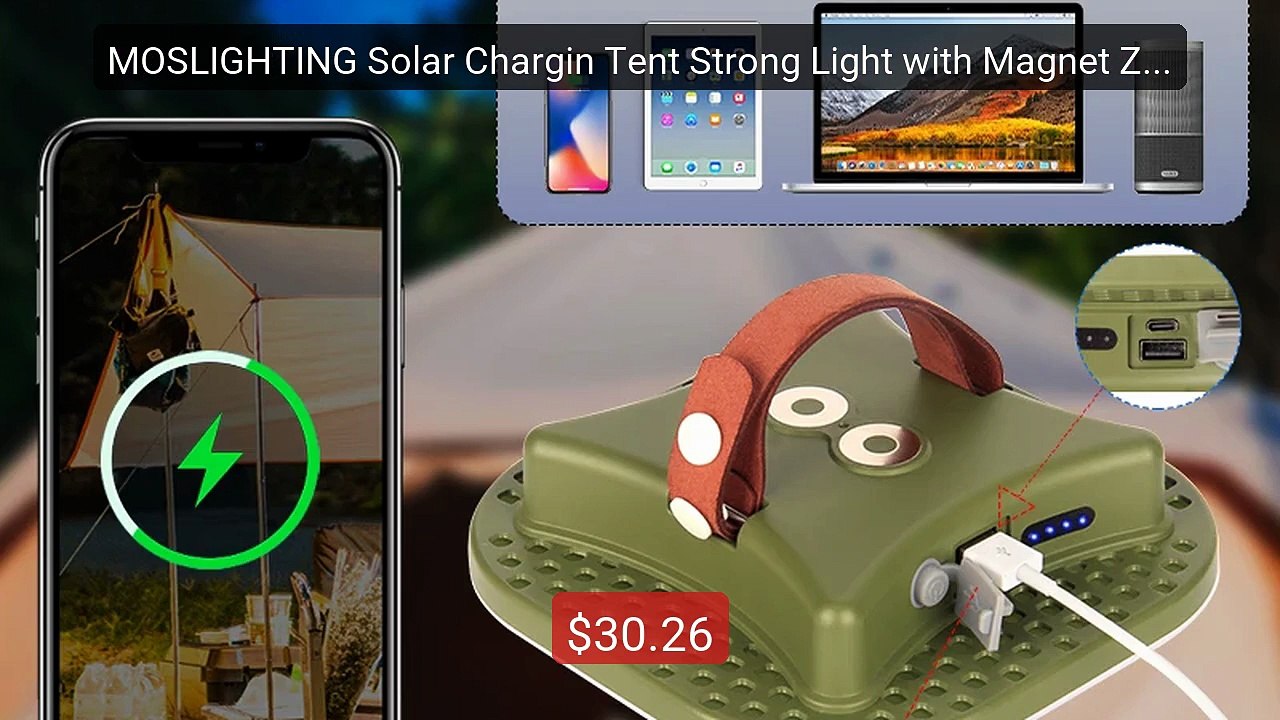 MOSLIGHTING Solar Chargin Tent Strong Light with Magnet Zoom P... -- Best Buy 2026 | Great Quality!
