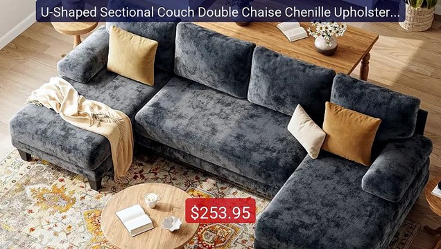 U-Shaped Sectional Couch Double Chaise Chenille Upholstery 11... Amazing Value 2026 | Must Have!