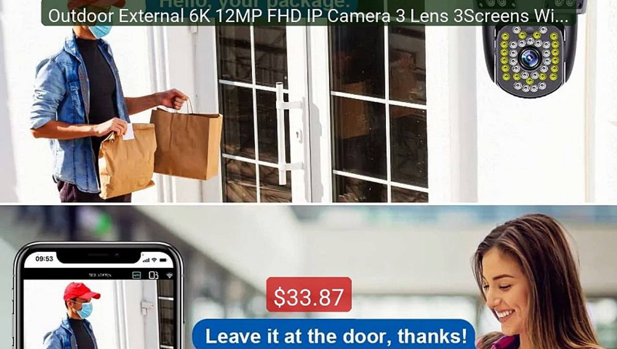 Outdoor External 6K 12MP FHD IP Camera 3 Lens 3Screens WiFi C... -- Amazing Value 2026 | Must Have!