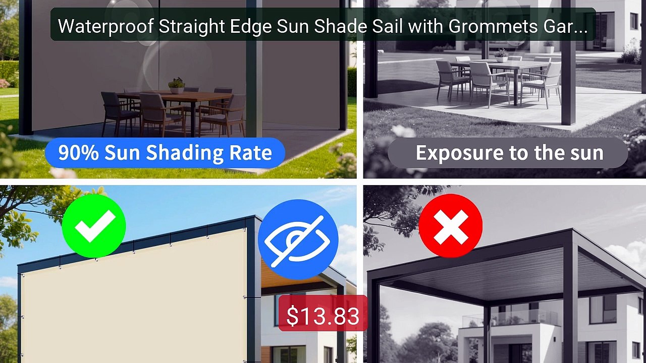 Waterproof Straight Edge Sun Shade Sail with Grommets Garde... -- Top Pick 2026 | Unbeatable Price!