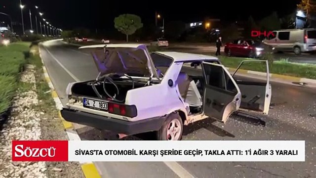 Sivas'ta otomobil karşı şeride geçip, takla attı: 1'i ağır 3 yaralı
