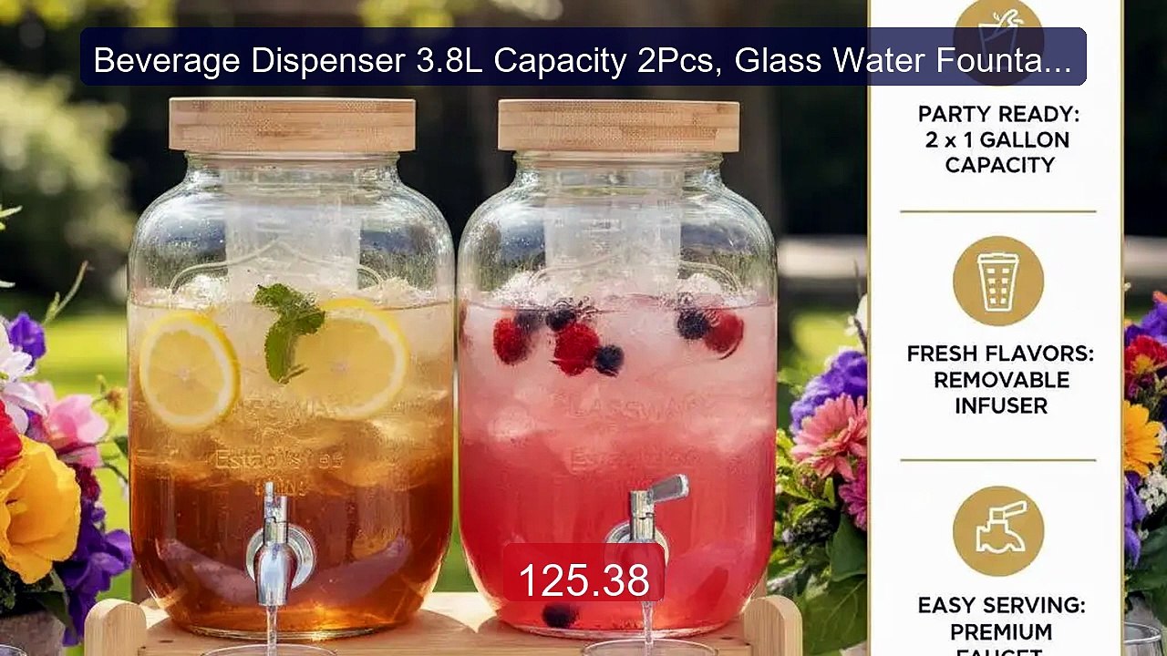 Beverage Dispenser 3.8L Capacity 2Pcs, Glass Water Fountain, Water... -- Best Deal 2026 | Shop Now!