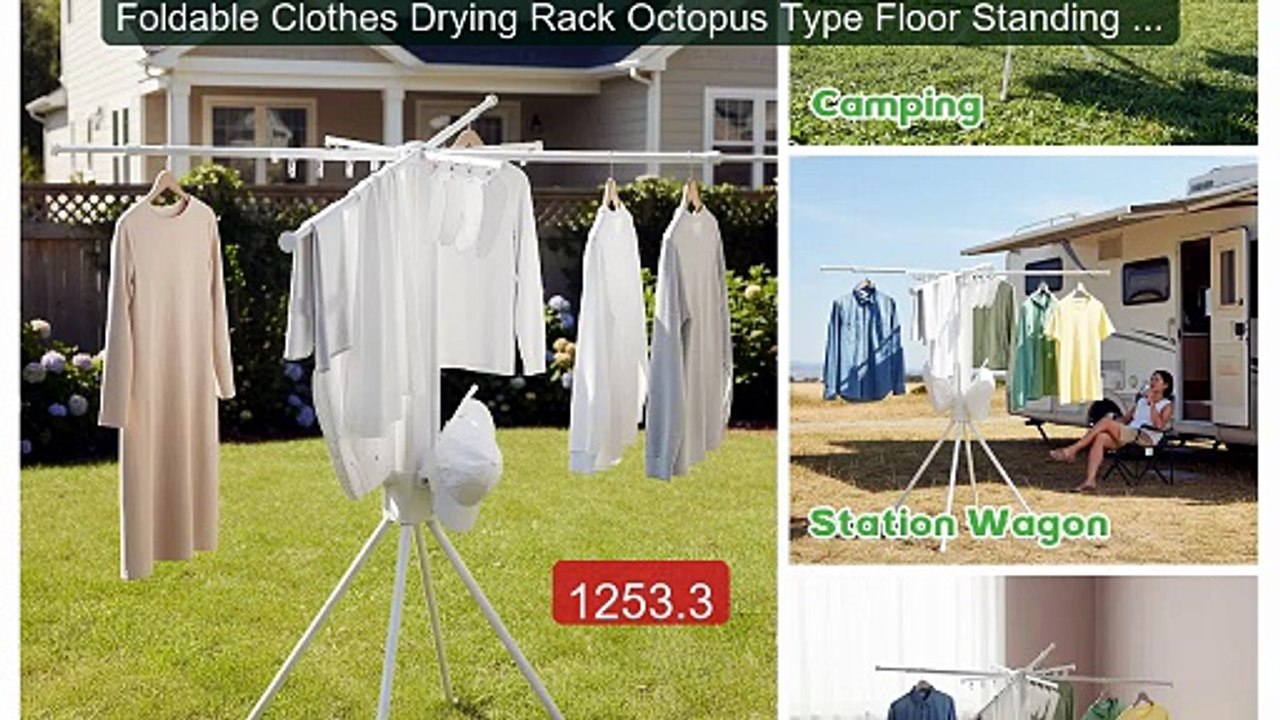 Foldable Clothes Drying Rack Octopus Type Floor Standing Balc... -- Amazing Value 2026 | Must Have!