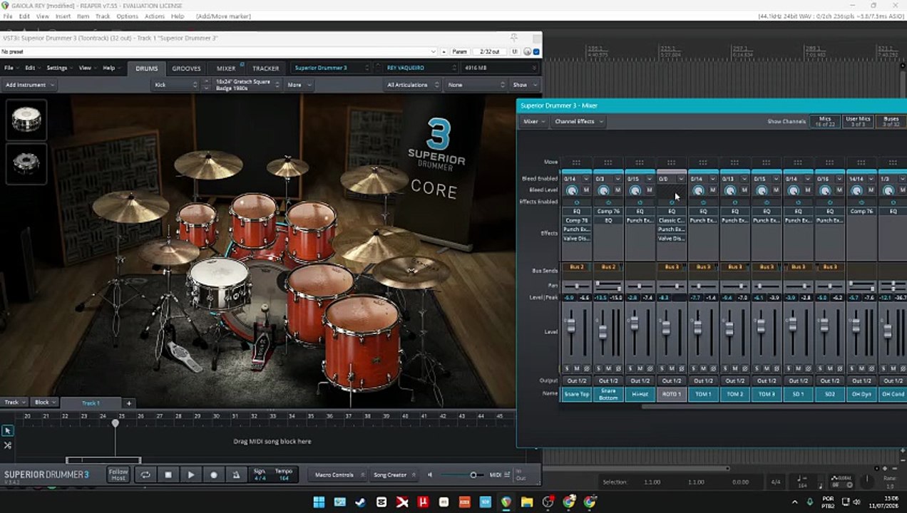Preset Rey Vaqueiro Gaiola Superior drummer 3 f...