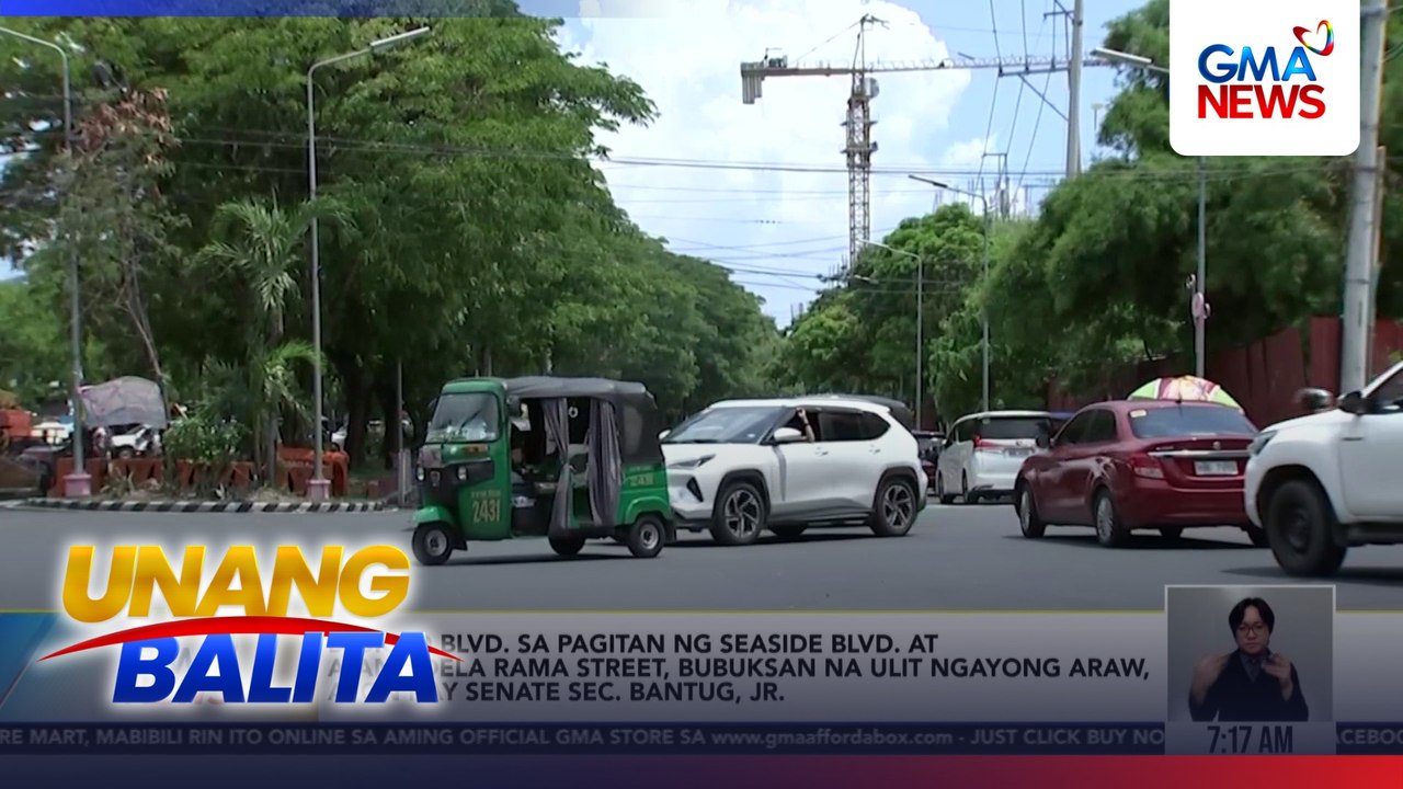 Diokno Blvd. sa pagitan ng Seaside Blvd. at Atang dela Rama Street, bubuksan na ulit ngayong araw, ayon kay Senate Sec. Bantug, Jr.  | Unang Balita
