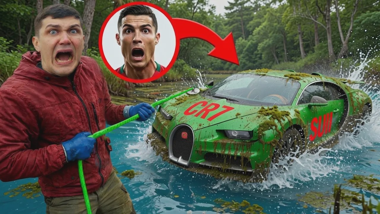 On a retrouvé la Bugatti de Ronaldo sous l’eau en pêchant à l’aimant ! Crash de la Bugatti de CR7 !