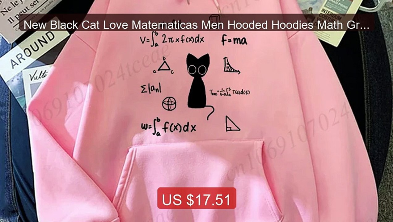 New Black Cat Love Matematicas Men Hooded Hoodies Math Graphic... -- Hot Deal 2026 | Limited Offer!