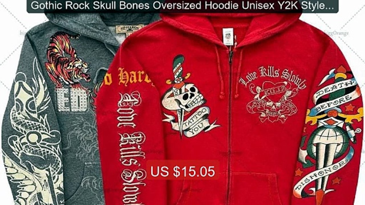 Gothic Rock Skull Bones Oversized Hoodie Unisex Y2K Style Standard... -- Best Deal 2026 | Shop Now!