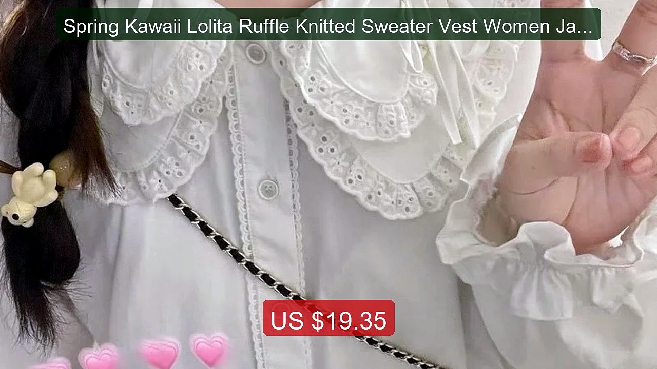 Spring Kawaii Lolita Ruffle Knitted Sweater Vest Women Japa... -- Top Pick 2026 | Unbeatable Price!
