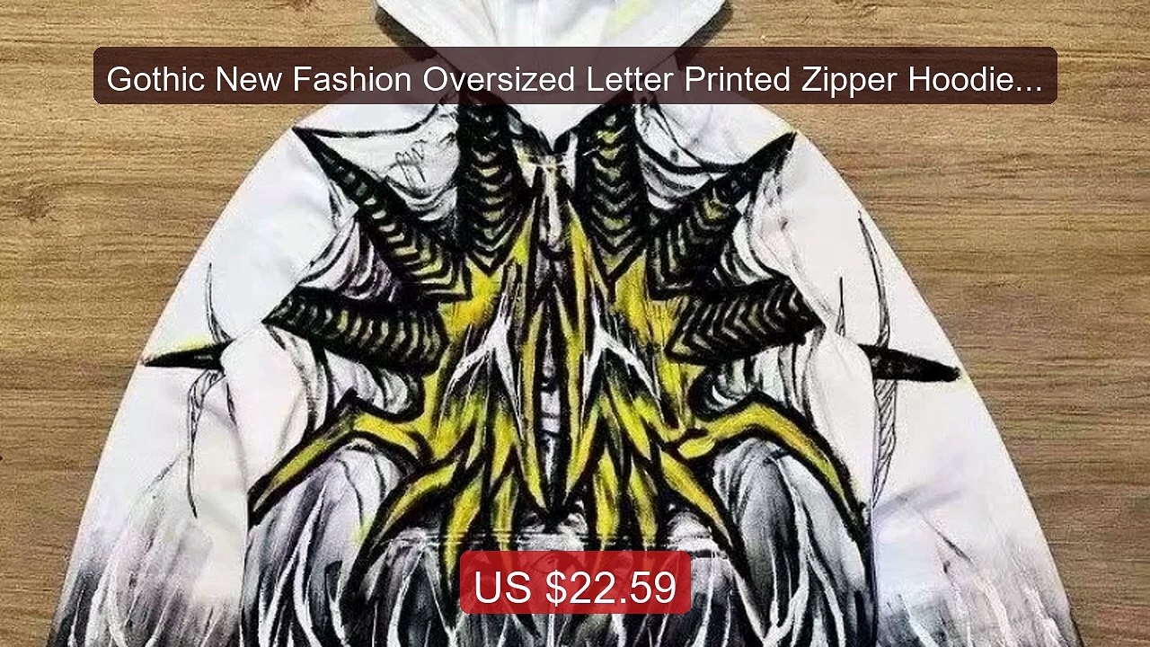 Gothic New Fashion Oversized Letter Printed Zipper Hoodie Swea... -- Best Buy 2026 | Great Quality!