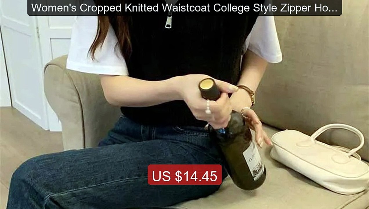 Women's Cropped Knitted Waistcoat College Style Zipper Hooded Sweat... -- Top Rated 2026 | Buy Now!
