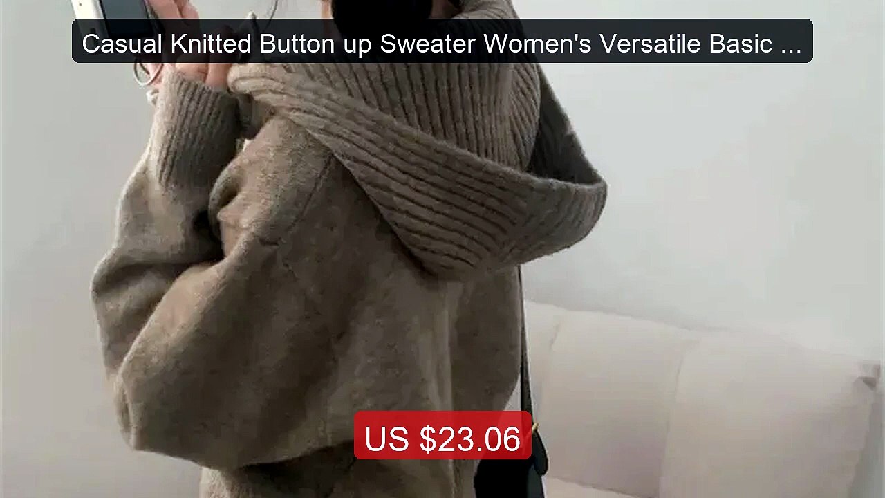 Casual Knitted Button up Sweater Women's Versatile Basic Hooded Ca... -- Best Deal 2026 | Shop Now!