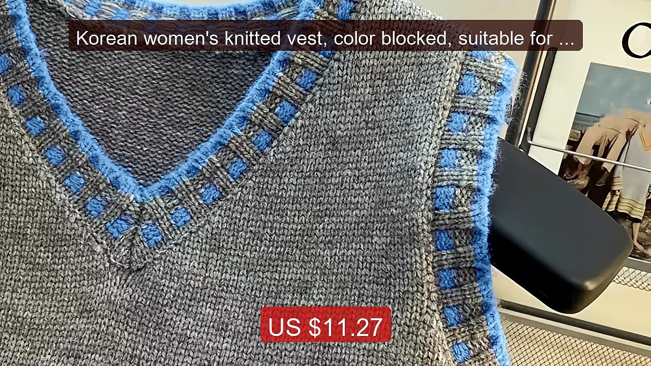 Korean women's knitted vest, color blocked, suitable for layer... -- Hot Deal 2026 | Limited Offer!
