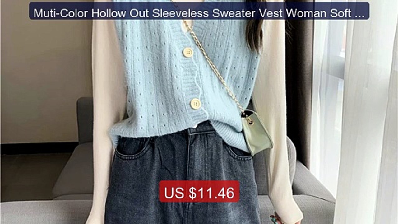 Muti-Color Hollow Out Sleeveless Sweater Vest Woman Soft Slim... -- Amazing Value 2026 | Must Have!
