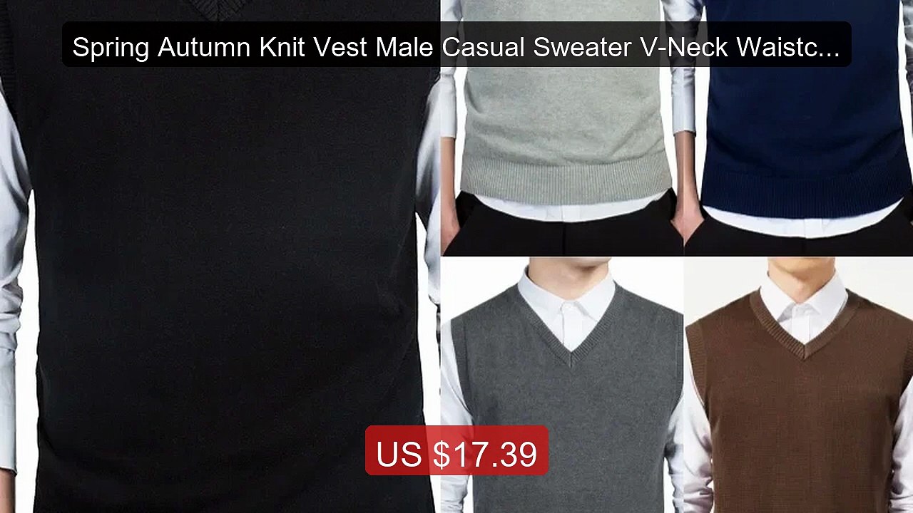 Spring Autumn Knit Vest Male Casual Sweater V-Neck Waistcoat ... -- Amazing Value 2026 | Must Have!