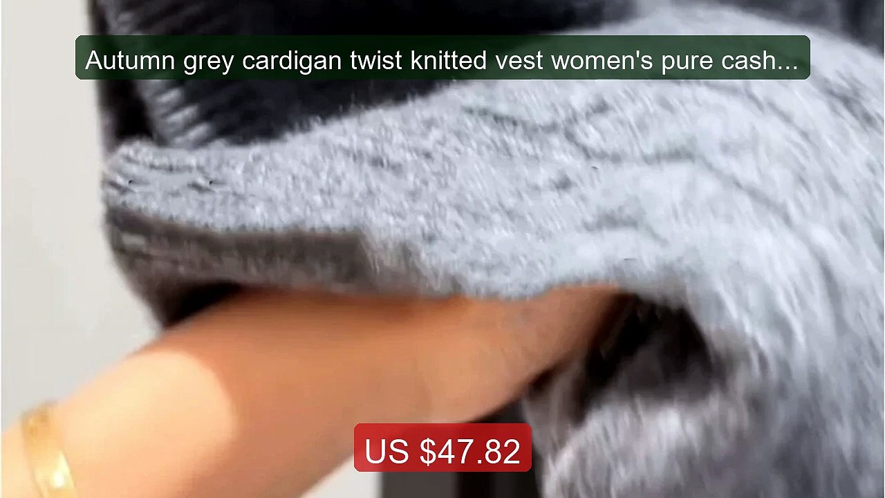 Autumn grey cardigan twist knitted vest women's pure cashmere sweat... -- Top Rated 2026 | Buy Now!