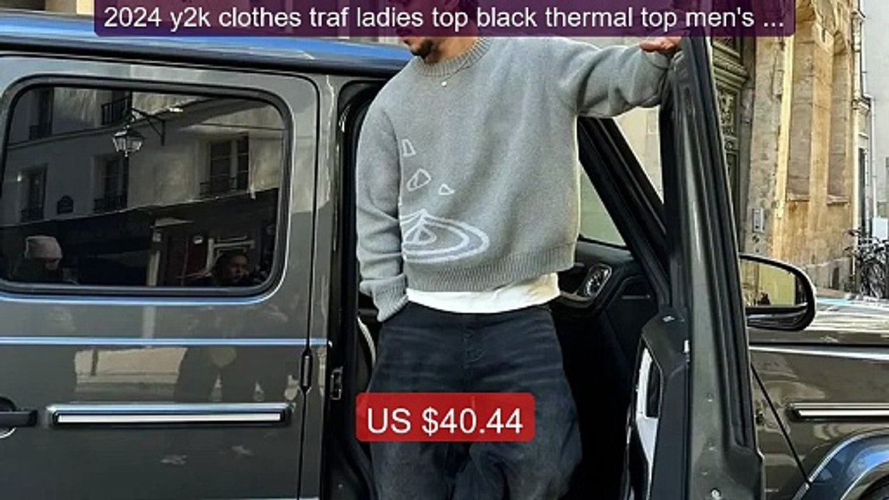 2024 y2k clothes traf ladies top black thermal top men's loos... -- Amazing Value 2026 | Must Have!