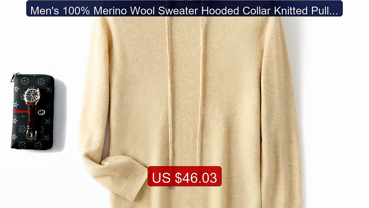 Men's 100% Merino Wool Sweater Hooded Collar Knitted Pullover Cash... -- Best Deal 2026 | Shop Now!