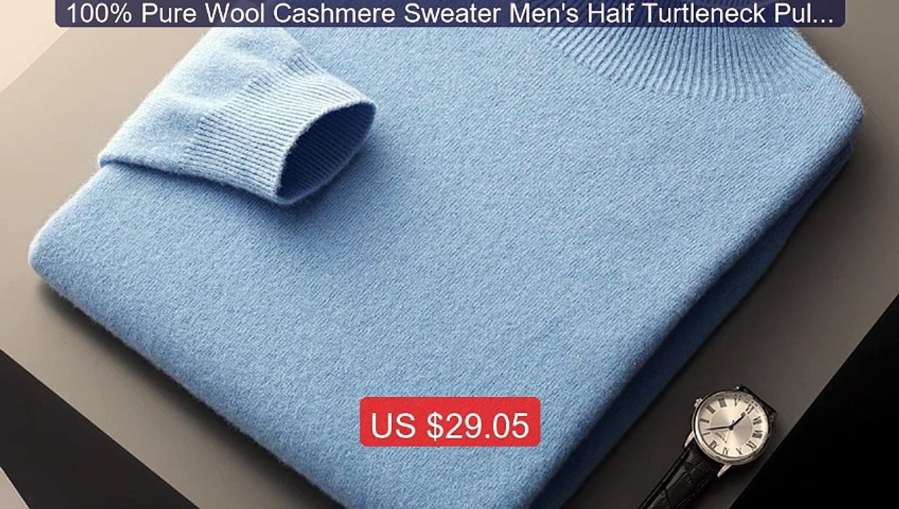 100% Pure Wool Cashmere Sweater Men's Half Turtleneck Pullover Casu... -- Top Rated 2026 | Buy Now!