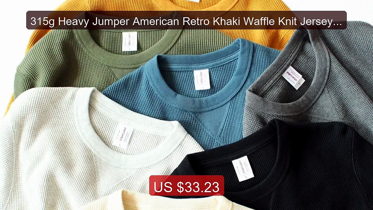 315g Heavy Jumper American Retro Khaki Waffle Knit Jersey Cott... -- Best Buy 2026 | Great Quality!