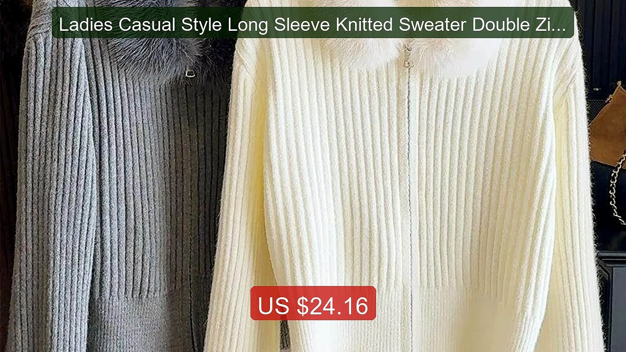 Ladies Casual Style Long Sleeve Knitted Sweater Double Zipper ... -- Best Buy 2026 | Great Quality!