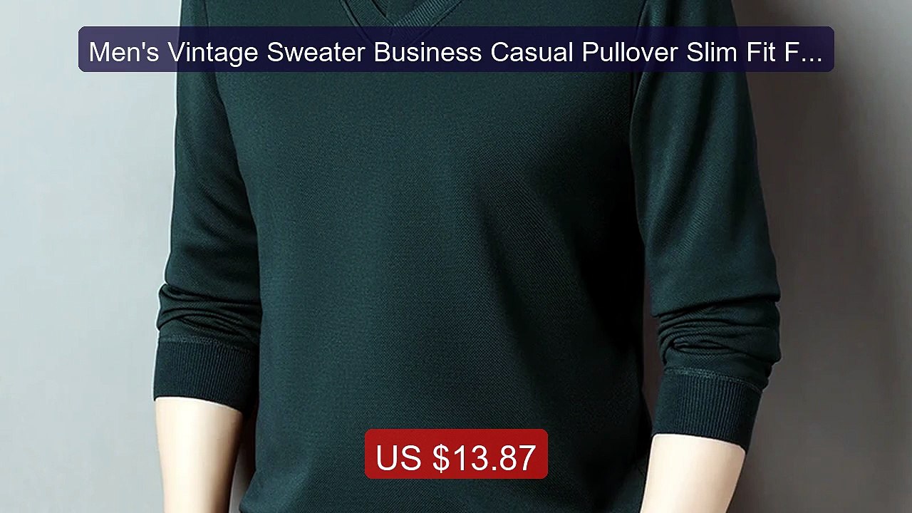 Men's Vintage Sweater Business Casual Pullover Slim Fit Fleece Lin... -- Best Deal 2026 | Shop Now!