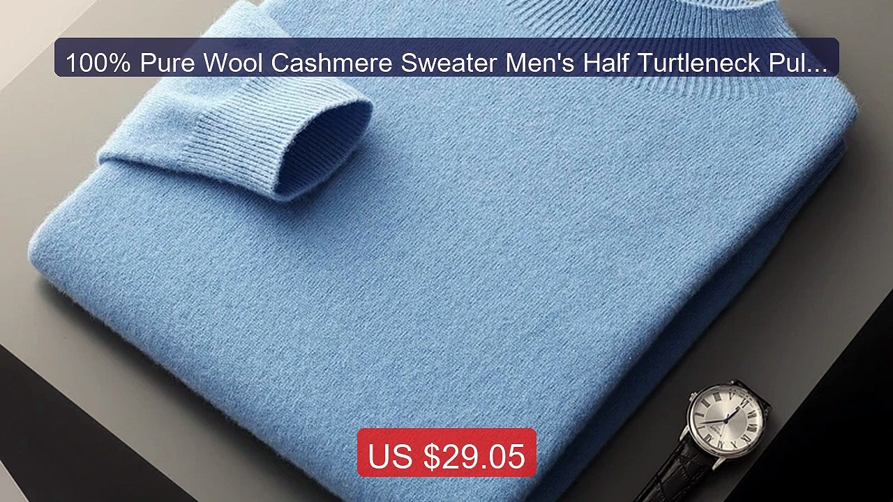 100% Pure Wool Cashmere Sweater Men's Half Turtleneck Pullove... -- Amazing Value 2026 | Must Have!
