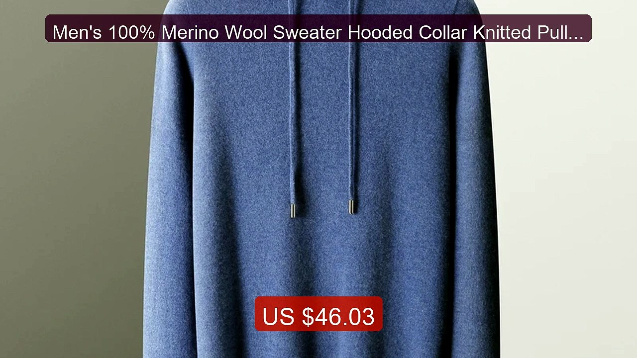 Men's 100% Merino Wool Sweater Hooded Collar Knitted Pullover Cash... -- Best Deal 2026 | Shop Now!