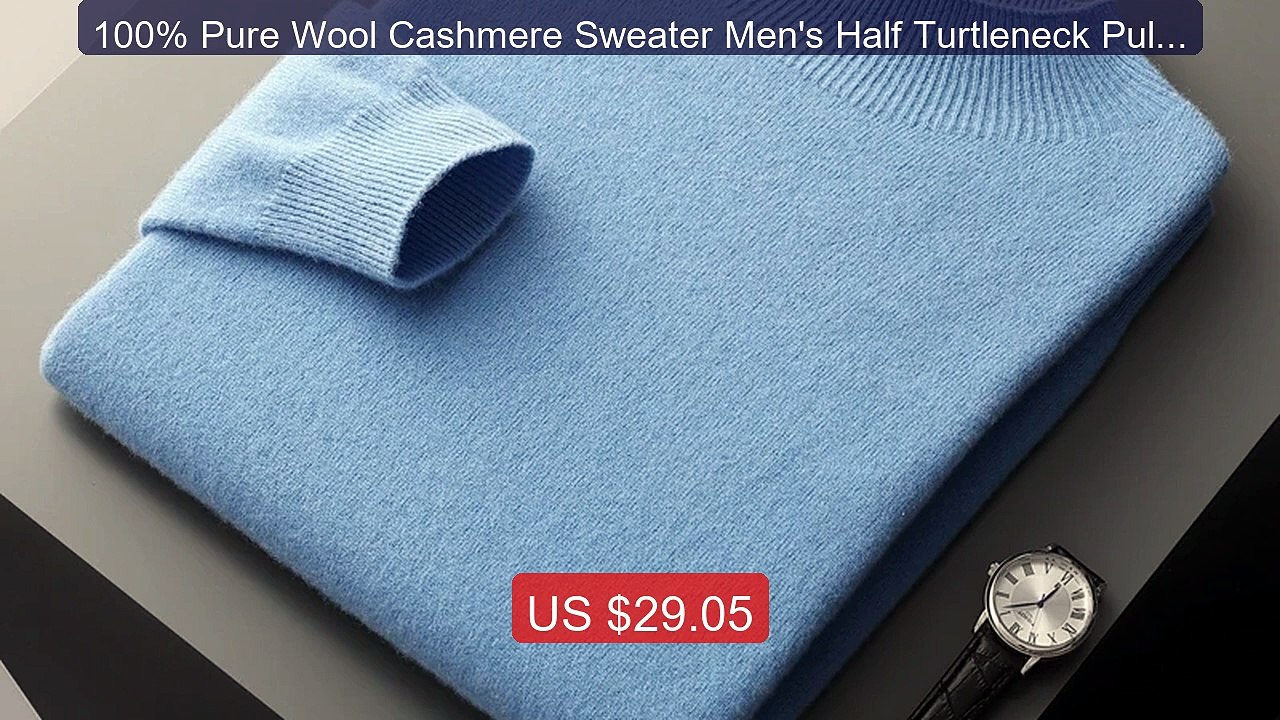 100% Pure Wool Cashmere Sweater Men's Half Turtleneck Pullove... -- Amazing Value 2026 | Must Have!