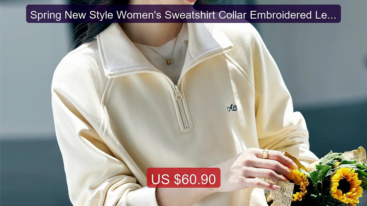 Spring New Style Women's Sweatshirt Collar Embroidered Letter Long ... -- Top Rated 2026 | Buy Now!