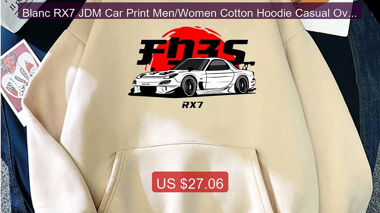 Blanc RX7 JDM Car Print Men/Women Cotton Hoodie Casual Oversiz... -- Best Buy 2026 | Great Quality!