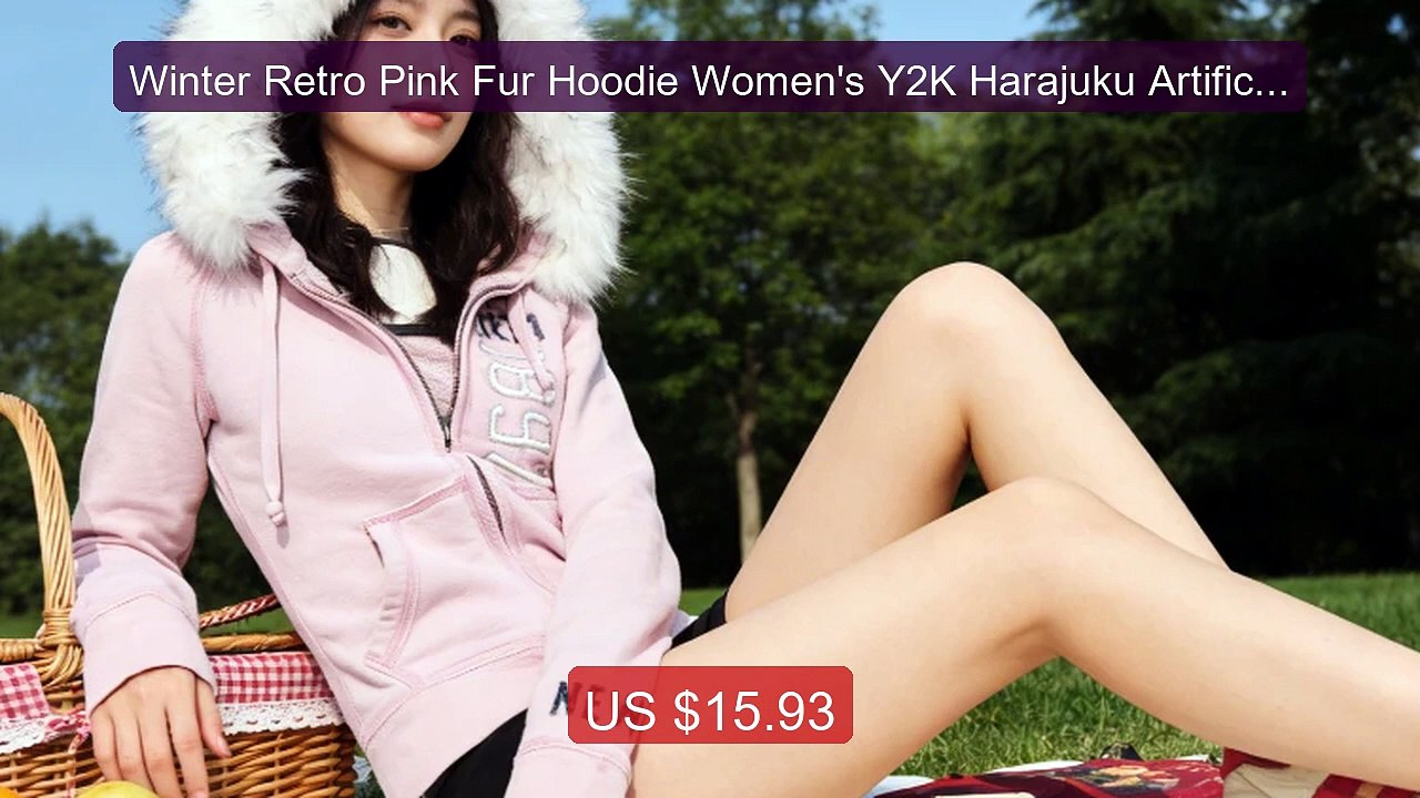 Winter Retro Pink Fur Hoodie Women's Y2K Harajuku Artificial Fur Co... -- Top Rated 2026 | Buy Now!